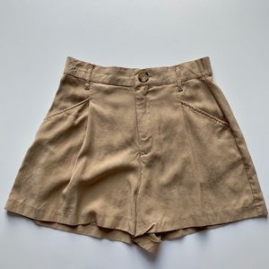 ZARA high waisted flowy tan shorts